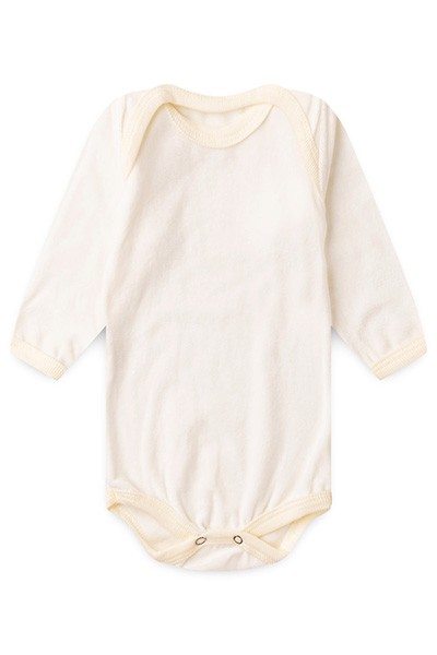 Body Bebê Plush Liso Manga Longa (RN/P/M/G) - Top Chot - Tamanho M - Creme