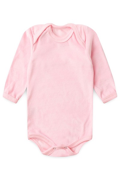 Body Bebê Plush Liso Manga Longa (RN/P/M/G) - Top Chot - Tamanho M - Rosa