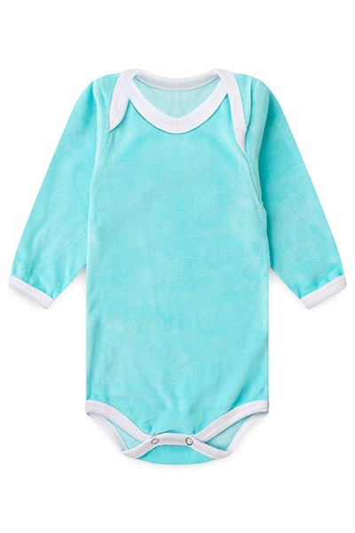 Body Bebê Plush Liso Manga Longa (RN/P/M/G) - Top Chot - Tamanho M - Turquesa