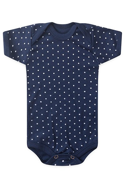Body Bebê Canelado Escuro Poá Manga Curta (RN/P/M/G) - Top Chot - Tamanho M - Azul Marinho