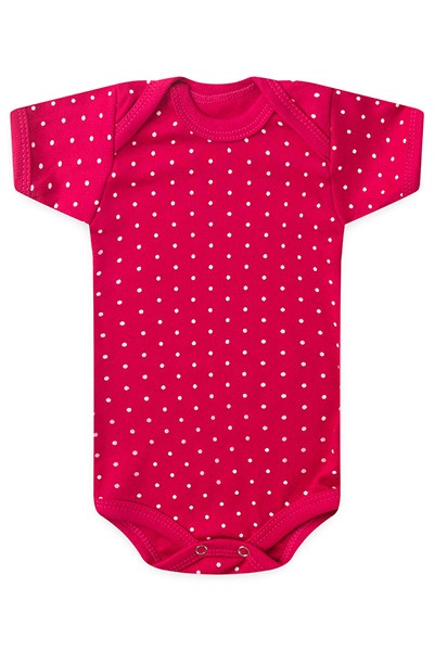 Body Bebê Canelado Escuro Poá Manga Curta (RN/P/M/G) - Top Chot - Tamanho P - Pink