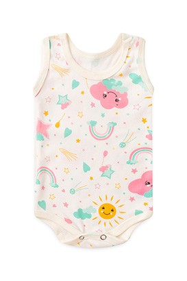 Body Bebê Canelado Regata Off White Solzinho (P/M/G) - Top Chot