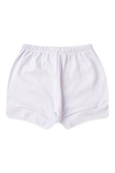 Tapa Fralda (Shorts) Bebê Canelado Liso (P/M/G) - Top Chot - Tamanho M - Branco