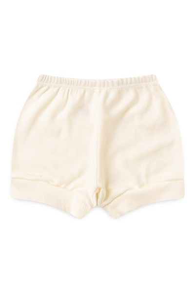 Tapa Fralda (Shorts) Bebê Canelado Liso (P/M/G) - Top Chot - Tamanho G - Creme