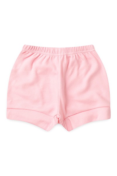 Tapa Fralda (Shorts) Bebê Canelado Liso (P/M/G) - Top Chot - Tamanho P - Rosa