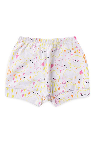 Tapa Fralda Bebê Feminino Canelado Branco Nuvem Coração (P/M/G) - Top Chot - Tamanho M - Branco