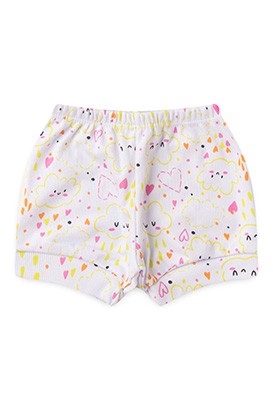 Tapa Fralda Bebê Feminino Canelado Branco Nuvem Coração (P/M/G) - Top Chot