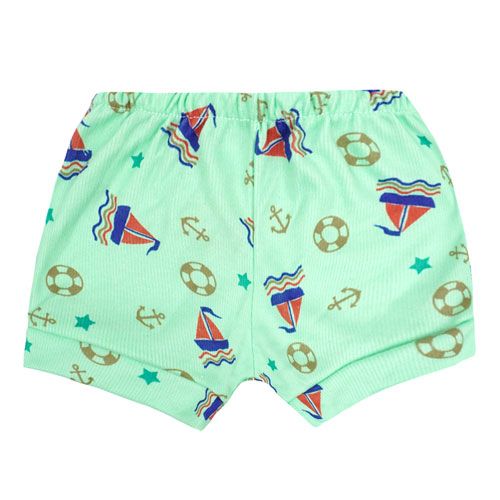 Tapa Fralda Bebê Masculino Canelado Verde Barquinhos (P/M/G) - Top Chot - Tamanho P - Verde