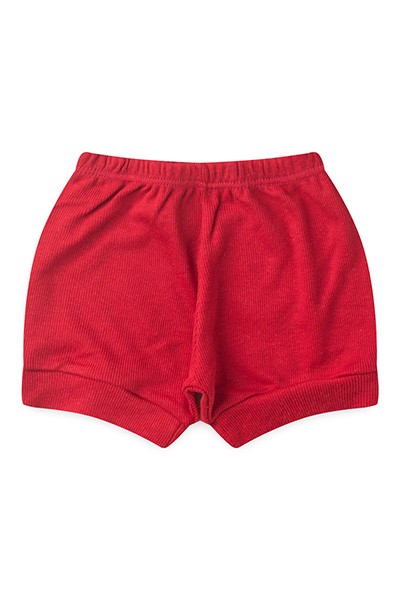 Tapa Fralda (Shorts) Bebê Canelado Escuro Liso (P/M/G) - Top Chot - Tamanho P - Vermelho