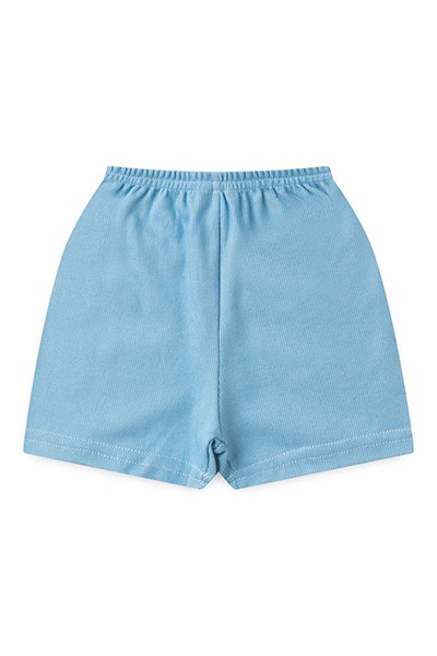 Shorts Bebê Canelado Liso sem Punho (P/M/G) - Top Chot - Tamanho P - Azul