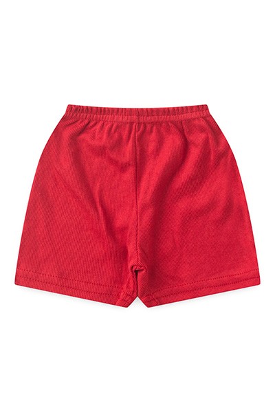 Shorts Bebê Canelado Escuro Liso sem Punho (P/M/G) - Top Chot - Tamanho G - Vermelho