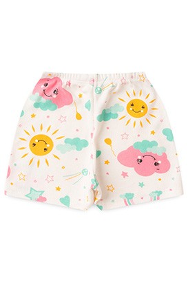 Shorts Bebê Feminino Canelado Off White Solzinho (P/M/G) - Top Chot