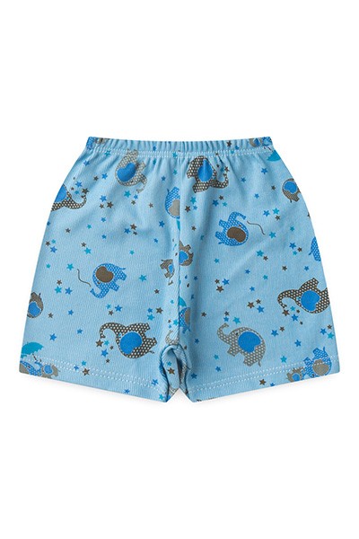 Shorts Bebê Masculino Canelado Azul Elefante (P/M/G) - Top Chot - Tamanho G - Azul