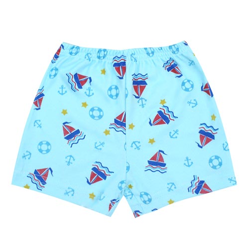 Shorts Bebê Masculino Canelado Turquesa Náutico (P/M/G) - Top Chot - Tamanho G - Turquesa