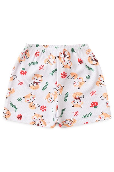 Shorts Bebê Canelado Branco Raposinha (P/M/G) - Top Chot - Tamanho M - Branco