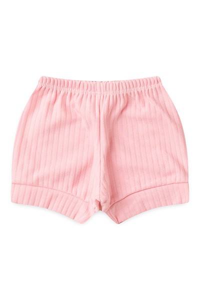 Tapa Fralda (Shorts) Bebê Canelado-Beirute (P/M/G) - Top Chot - Tamanho M - Rosa