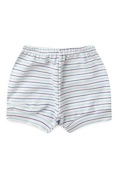 Tapa Fralda (Shorts) Bebê Canelado Listrado (P/M/G) - Top Chot - Tamanho G - Azul Marinho,Turquesa