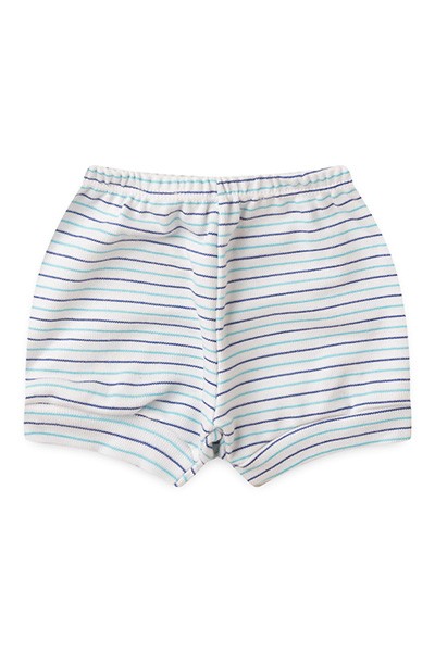 Tapa Fralda (Shorts) Bebê Canelado Listrado (P/M/G) - Top Chot - Tamanho M - Azul Marinho,Turquesa