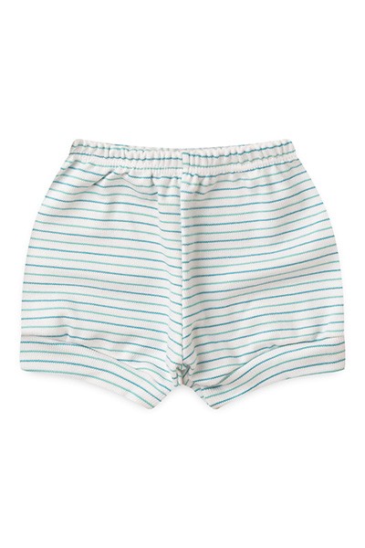 Tapa Fralda (Shorts) Bebê Canelado Listrado (P/M/G) - Top Chot - Tamanho G - Turquesa