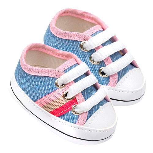 Tênis Bebê Feminino Star Jeans (P/M/G/GG) - Baby Soffete - Tamanho G - Azul,Jeans,Rosa