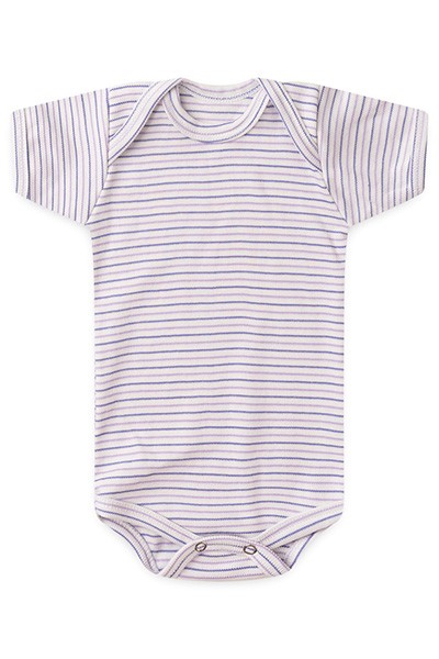Body Bebê Canelado Listrado Manga Curta (RN/P/M/G) - Top Chot - Tamanho P - Lilás