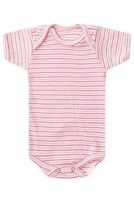 Body Bebê Canelado Listrado Manga Curta (RN/P/M/G) - Top Chot