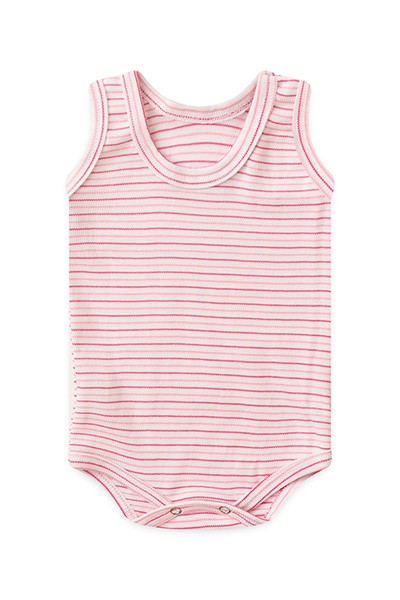 Body Bebê Canelado Listrado Regata (P/M/G) - Top Chot - Tamanho P - Rosa