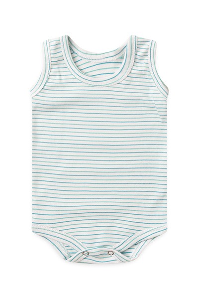 Body Bebê Canelado Listrado Regata (P/M/G) - Top Chot - Tamanho P - Turquesa