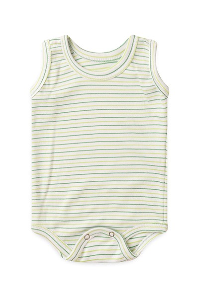 Body Bebê Canelado Listrado Regata (P/M/G) - Top Chot - Tamanho P - Verde