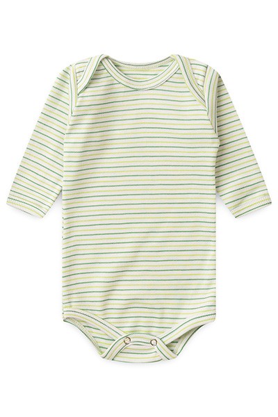 Body Bebê Canelado Listrado Manga Longa (RN/P/M/G) - Top Chot - Tamanho G - Verde