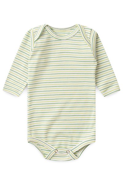 Body Bebê Canelado Listrado Manga Longa (RN/P/M/G) - Top Chot - Tamanho M - Verde