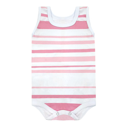 Body Bebê Feminino Regata Canelado Listrado Pink e Rosa (P/M/G) - Top Chot - Tamanho G - Pink,Rosa