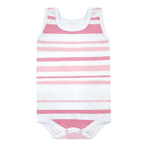 Body Bebê Feminino Regata Canelado Listrado Pink e Rosa (P/M/G) - Top Chot - Tamanho M - Pink,Rosa