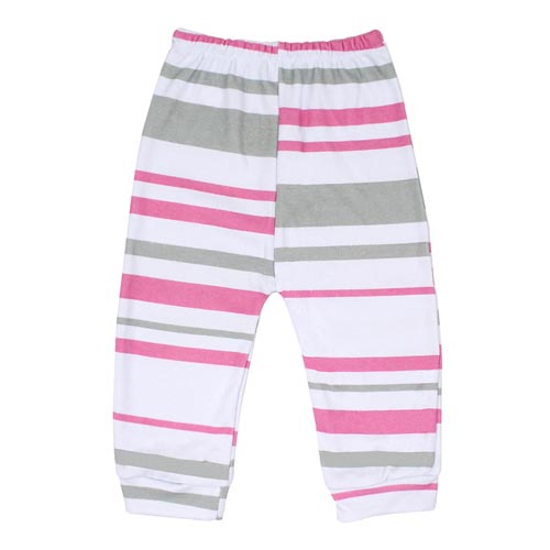 Mijão (Culote) Bebê Feminino Canelado Listrado Rosa e Cinza sem Pé (RN/P/M/G) - Top Chot - Tamanho M - Cinza,Rosa