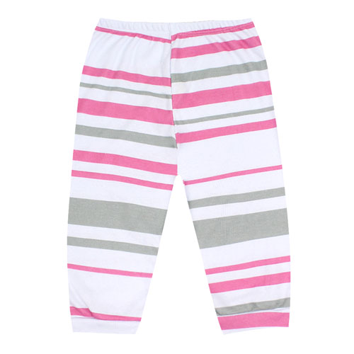 Mijão (Culote) Bebê Feminino Canelado Listras Grandes Pink e Cinza sem Pé (1/2/3) - Top Chot - Tamanho 1 - Branco,Cinza,Pink