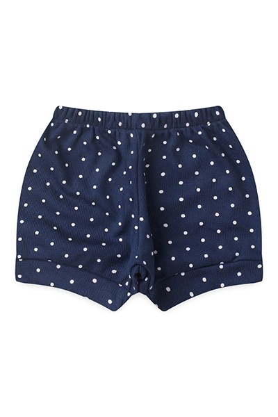 Tapa Fralda (Shorts) Bebê Canelado Poá (P/M/G) - Top Chot - Tamanho M - Azul Marinho