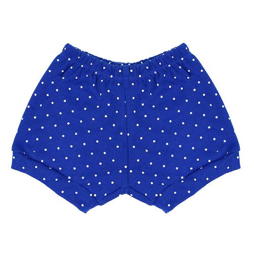 Tapa Fralda (Shorts) Bebê Canelado Poá (P/M/G) - Top Chot - Tamanho M - Azul Royal