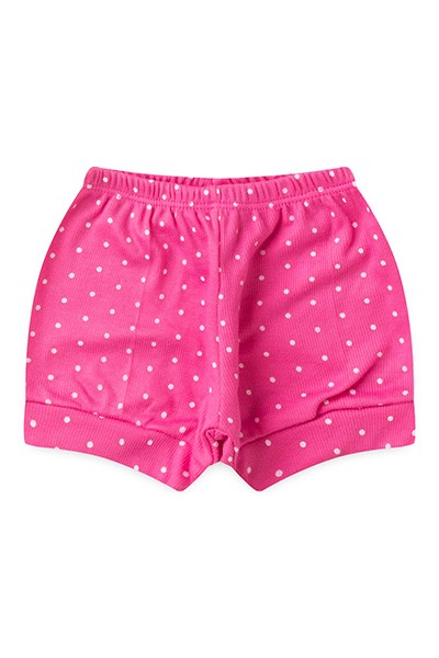 Tapa Fralda (Shorts) Bebê Canelado Poá (P/M/G) - Top Chot - Tamanho G - Branco,Rosa