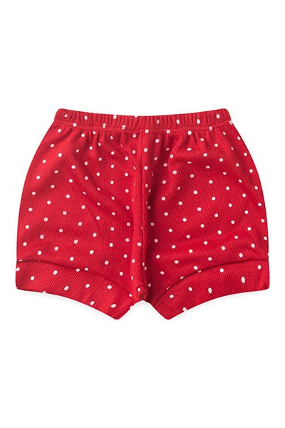 Tapa Fralda (Shorts) Bebê Canelado Poá (P/M/G) - Top Chot - Tamanho M - Vermelho