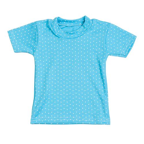Camiseta Bebê Canelada Escura Poá Manga Curta (P/M/G) - Top Chot - Tamanho P - Turquesa