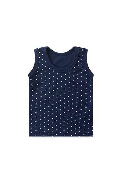 Camiseta Bebê Canelada Escura Poá Regata (P/M/G) - Top Chot - Tamanho M - Azul Marinho