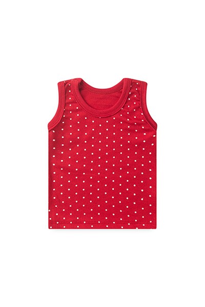 Camiseta Bebê Canelada Escura Poá Regata (P/M/G) - Top Chot - Tamanho G - Vermelho