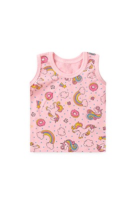 Camiseta Bebê Feminina Meia Malha Regata Rosa Doce Unicórnio (P/M/G) - Top Chot