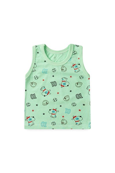 Camiseta Bebê Masculina Meia Malha Regata Verde Beisebol (P/M/G) - Top Chot - Tamanho P - Verde
