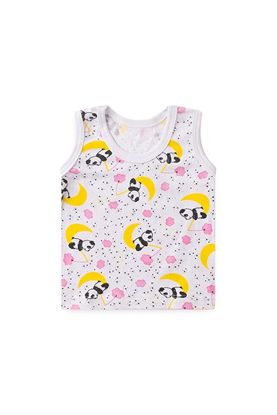 Camiseta Bebê Feminina Regata Meia Malha Branco Pandinha (P/M/G) - Top Chot - Tamanho P - Branco