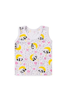 Camiseta Bebê Feminina Regata Meia Malha Branco Pandinha (P/M/G) - Top Chot