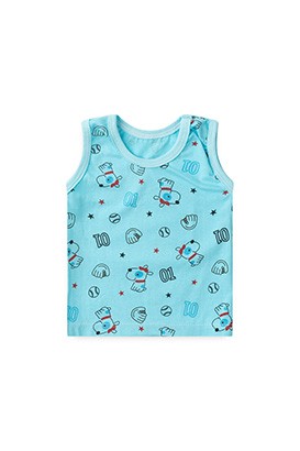Camiseta Beb� Masculino Regata Meia Malha Turquesa Beisebol (P/M/G) - Top Chot