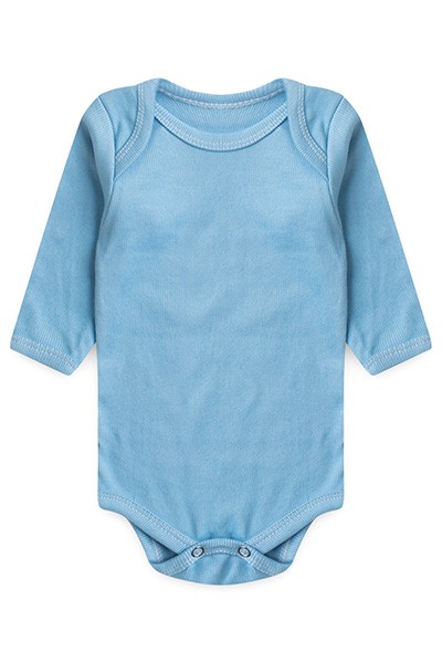 Body Bebê Canelado Liso Manga Longa (1/2/3) - Top Chot - Tamanho 1 - Azul