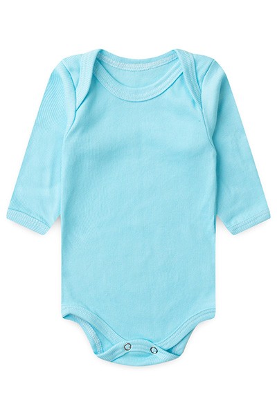Body Bebê Canelado Liso Manga Longa (1/2/3) - Top Chot - Tamanho 3 - Turquesa