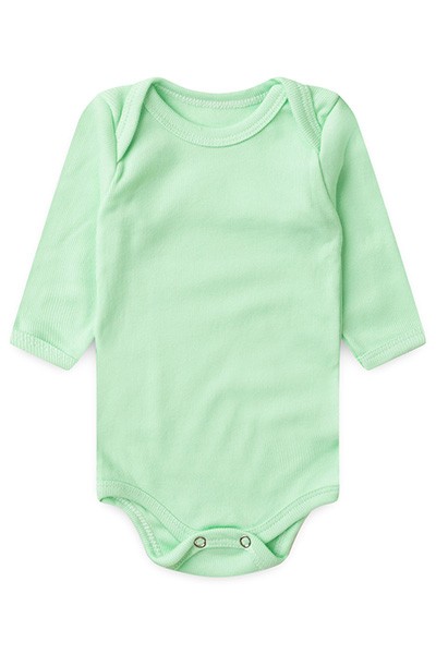 Body Bebê Canelado Liso Manga Longa (1/2/3) - Top Chot - Tamanho 1 - Verde